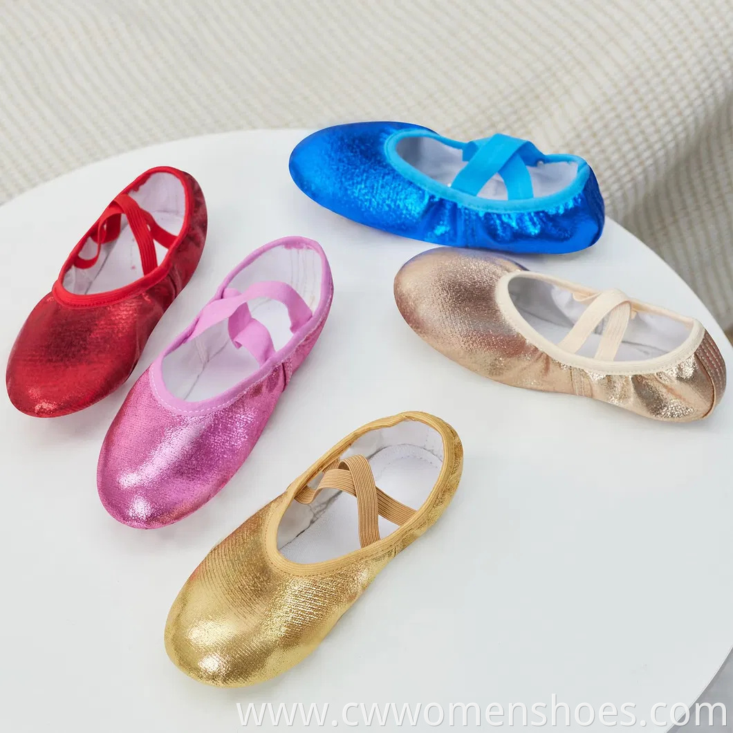 Girls Ballet Shoes for Girls Split-Sole Toddler Glitter Flats for Kids Dance